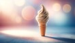 Ice Cream Cone on Table With Blurry Background