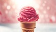 Pink Ice Cream Scoop in a Cone