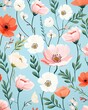 Dainty florals in a soft dance, handdrawn seamless pattern for cute apparel ,  illustration