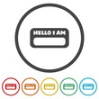 Hello I Am card icon. Set icons in color circle buttons