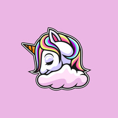 Beautiful unicorn on clouds design vector