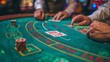 © victoriazarubina - High-stakes blackjack game in progress on a vibrant casino table, highlighting the excitement of card gambling.