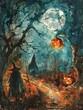 Spooky Halloween Watercolor Graphic A Highly Detailed K of a Whimsical Witchs Potions