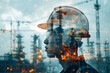 © Dennis - Double-exposure photo of a civil engineer and a construction site