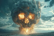 Nuclear war concept, a mushroom cloud in the shape of a skull
