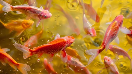 pink fish in gold water