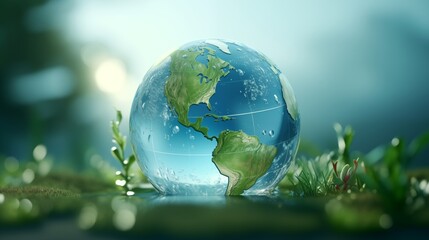 Saving water and world environmental protection concept. Eearth, globe, ecology, nature, planet concepts.