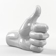 3D Shiny White Thumbs-Up Pointing Hand Isolated on White Background