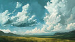 Landscape with clouds, Cloudy sky over the landscape, Scenic view with clouds, Cloudscape in the landscape, Cloud formation in the sky, Cloudy horizon in the landscape, Cloudy day in nature, Sky fille