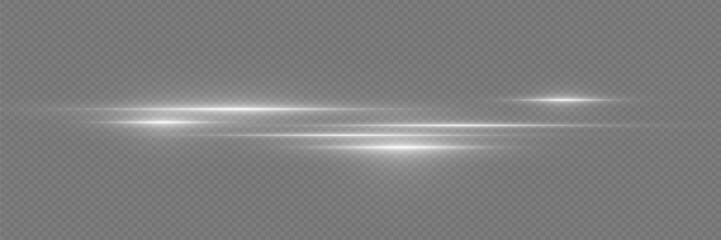 Wall Mural - 
Glowing white speed lines. Rays light effect. On a transparent background.
