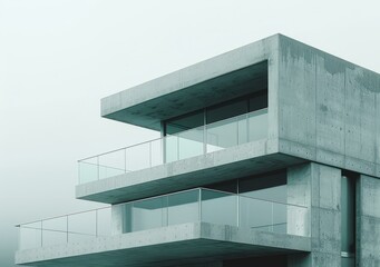 Sticker - b'Balconies of a concrete building with glass windows'