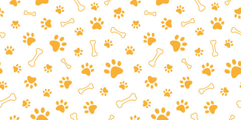 Dog, cat paw and bone seamless pattern vector illustration. Animal, pet, wallpaper, white background