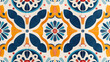 © bee - seamless tile pattern with floral motifs in mediterranean style for backgrounds
