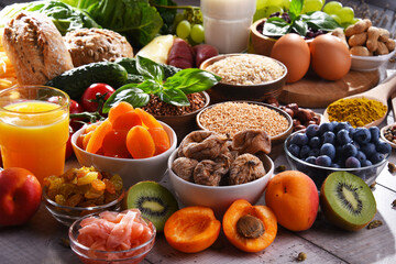 Wall Mural - Assorted organic food products on the table