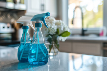 two bottles of cleaner on counter