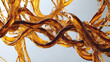 A visual of amber-colored goo cascading and intertwining in dynamic patterns against a backdrop suggesting the dynamic interplay of colors and textures ULTRA HD 8K