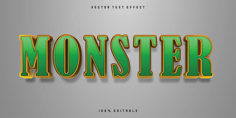 Wall Mural - Monster  3d editable vector text effect. Comic style text effect.