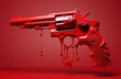 a red gun with dripping paint