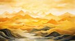 a painting of mountains and water