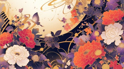 Wall Mural - experience the exquisite elegance of a luxurious timeless floral wallpaper in design beautifully ren