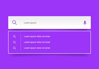 Wall Mural - search bar with suggestions for ui ux design and web site. search address and navigation bar icon. c