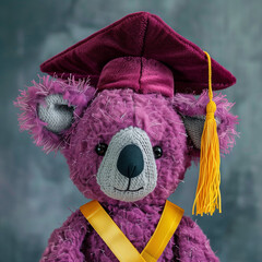 Wall Mural - Perceptive Graduate Magenta Koala Stuffed Toy with Tassel