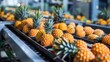 Efficient Pineapple Processing: Automated Robotic Line Sorts and Packages Fresh Pineapples in Industrial Food Production Plant
