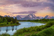 Beautiful landscape seen from Oxbow Bend along the Snake River from Grand Teton National Park, Wyoming.