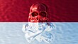 Reflective Glass Skull Contrast on Monaco Red and White Flag