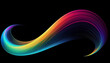 Abstract swoosh bright multicolored light on a black background, illustration. 