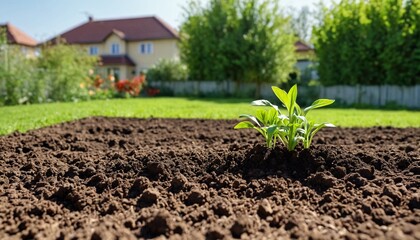 Wall Mural - Young green plants sprouting in fertile soil with background sunlight, representing sustainable agriculture or springtime growth, background with a place for text Скрыть
