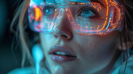 portrait of a person, technology, future, glasses, health, industry