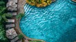 top view of terrace with swimming pool