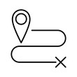 WebSingle route tracking motion icon, simple line path searching. Destination, path, route.