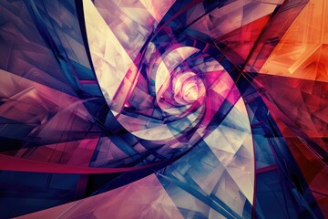 Wall Mural - Dynamic geometric patterns intertwine in a captivating 3D abstract multicolor visualization.