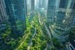 Green City Skyline, Sustainable Urban Design with Solar Energy and Environmental Conservation