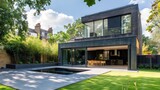 Fototapeta Londyn - a modern rear extension to a london residential property, award winning architecture photography