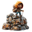 © Render John - A 3D animated cartoon render of a frantic hiker trapped on a cliff.