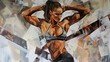 © Glebstock - image of painting of the beautiful body builder in the futurism style  roundism painting