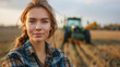 © AISTEL - WOMAN FARMER WITH TRACTOR IN THE BACKGROUND