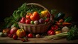 Gifts from the Garden Month basket of diverse  vegetables Generative AI	