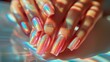 Female hand with beautiful manicure with gel polish Generative AI	
