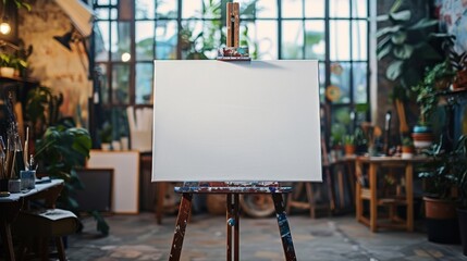 a blank canvas on an easel, ready for an artist's masterpiece or a powerful message.