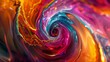 Vibrant whirlpool of colors in a fluid art swirl
