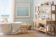 © Jaroon - A modern coastal bathroom and nautical details provide a relaxed seaside vibe.
