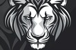 King of the Jungle: Stylized Lion Face Black White Vector Mascot with Tiger Wildcat Elements