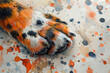Artistic Dog Paw Amidst Colorful Paint Splashes