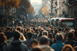 Crowd of people unrecognizable at the street of very big city