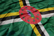 waving colorful national flag of dominica on a euro money banknotes background. finance concept.