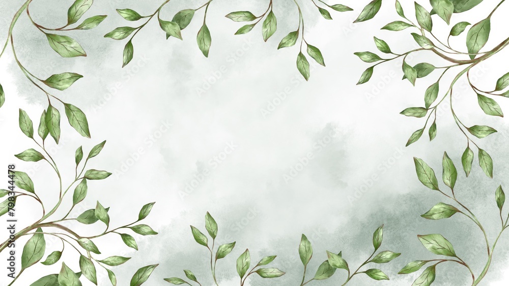 Watercolor leaves background animation groing moving minimal decoration ...